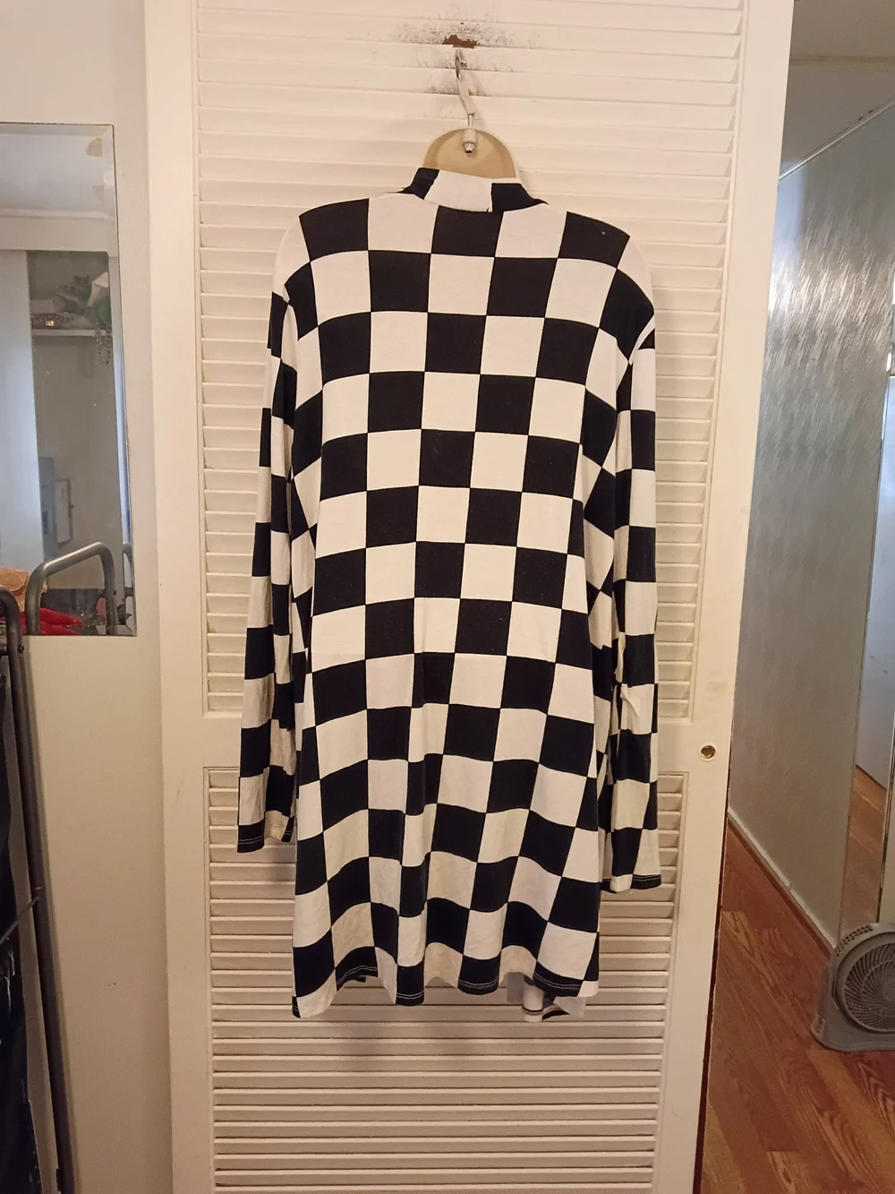 Zenana Outfitters Black & White Checkerboard Open Cardigan